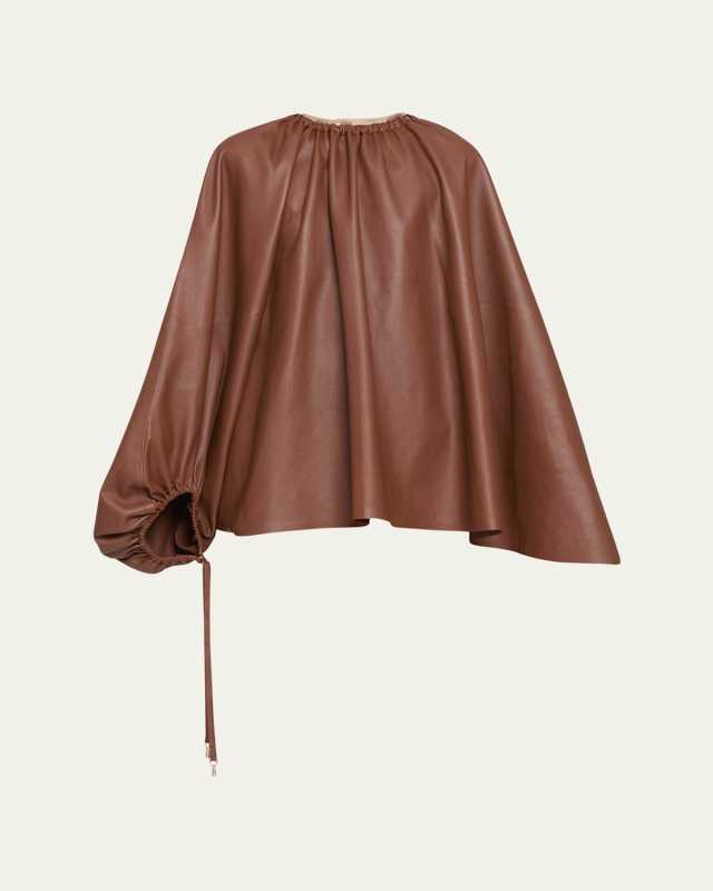 Wilmer Asymmetric Leather Cape Top
